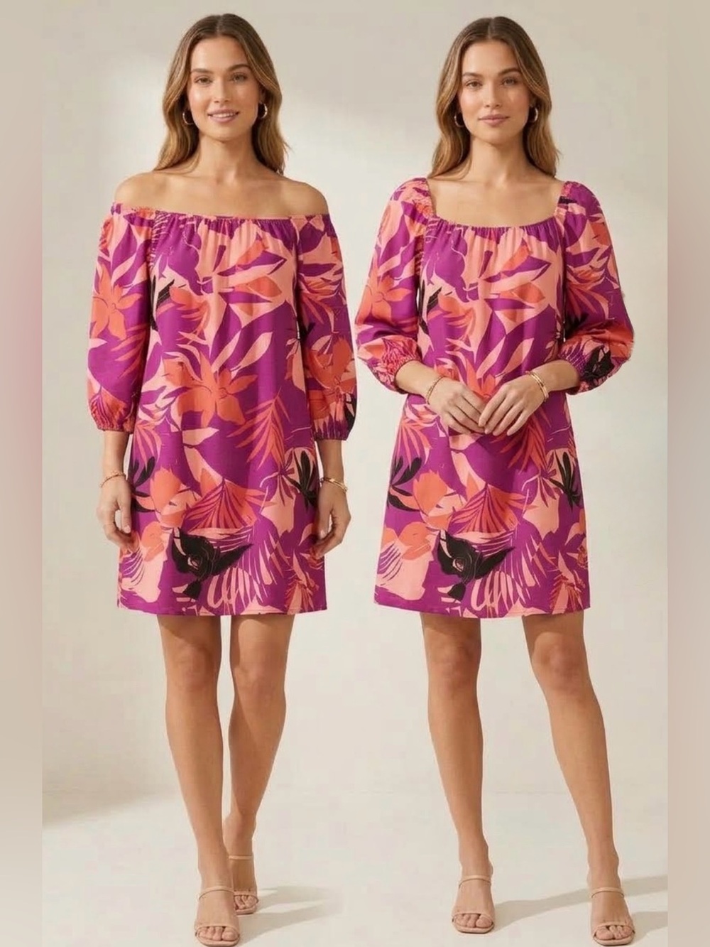 Sara Michelle Purple & Coral Floral Dress